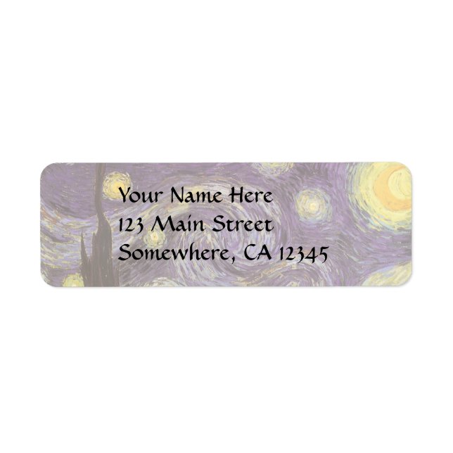 Etiqueta Vincent van Gogh - Noche Starry (Frente)