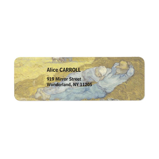 Etiqueta Vincent Van Gogh - Noon, Descanse del trabajo / Si (Frente)