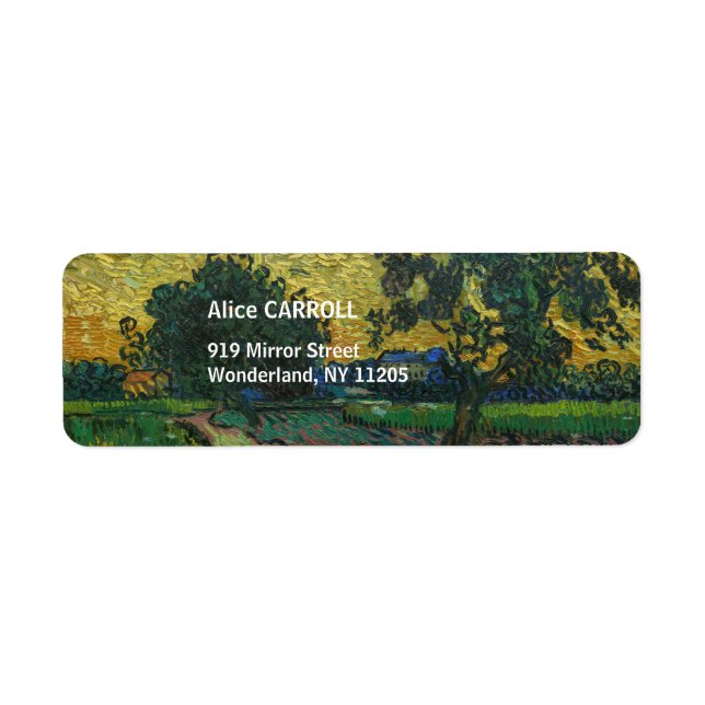 Etiqueta Vincent van Gogh - Paisaje en Crepúsculo (Frente)