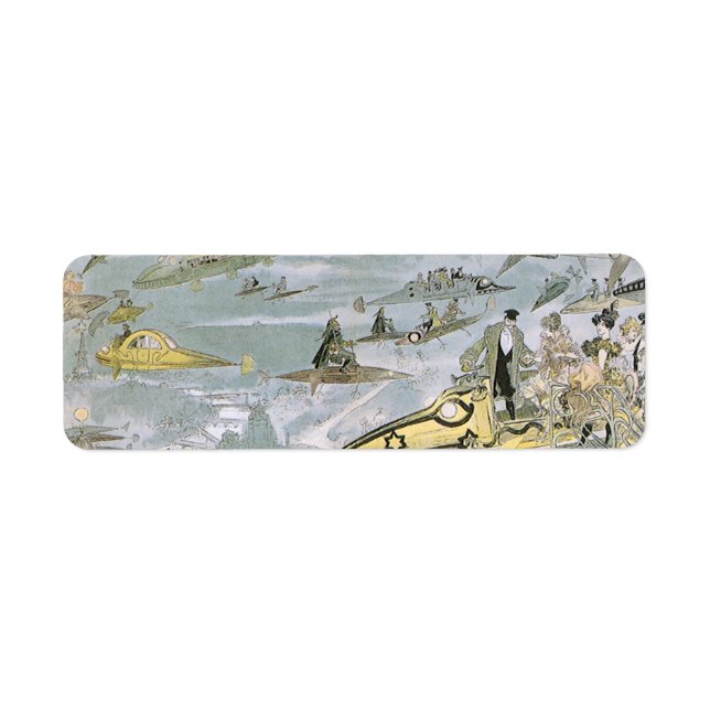 Etiqueta Viñeta Ciencia Ficción Carros Futuristas, taxis (Frente)