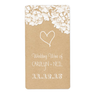 Etiqueta Vino Boda floral de Hydrangeas Rusticas