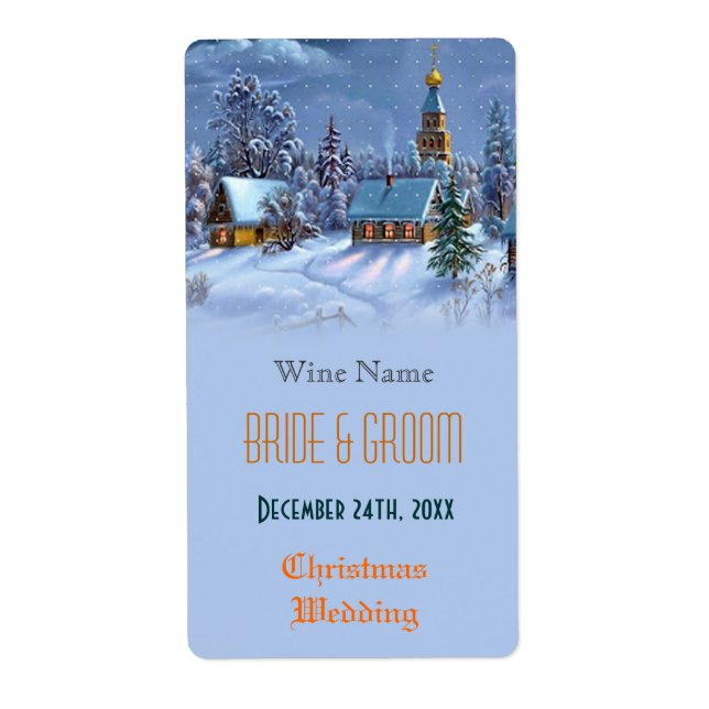 Etiqueta Vino de boda navideño (Frente)