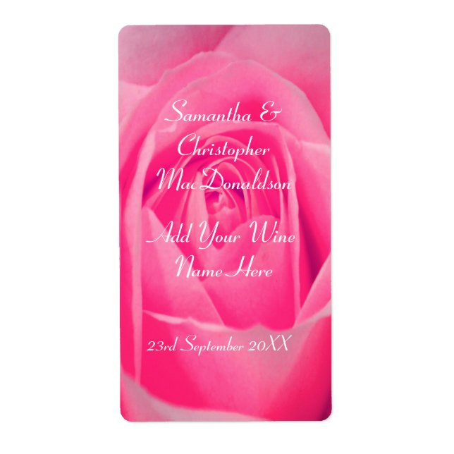 Etiqueta Vino florido rosa rosa rosa rosa brillante país (Frente)