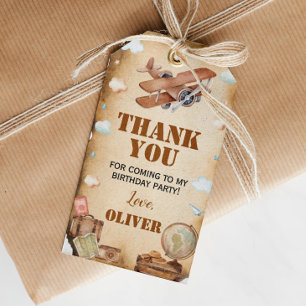 Etiqueta Vintage Airplane Birday Gracias