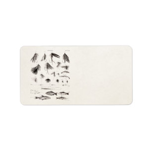 Etiqueta Vintage años 1800: Pescadores de mosca volando en 