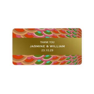 Etiqueta Vintage Art Deco Favor de la Fiesta de Boda Asiáti