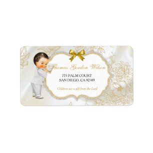 Etiqueta Vintage Baby Boy Bautismo Oro Blanco