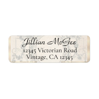 Etiqueta Vintage Beige, Gold Ornate Address Labels
