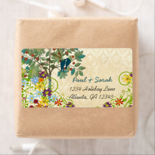 Etiqueta Vintage Bird Cage Damask Gold Bird Cage