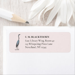 Etiqueta Vintage Blue Heron Hand-Drawn Birdwatcher Address