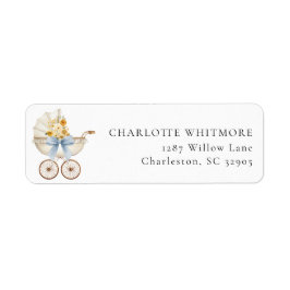 Etiqueta Vintage Carriage Blue Floral Return Address Label