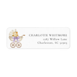 Etiqueta Vintage Carriage Lavender Floral Return Address