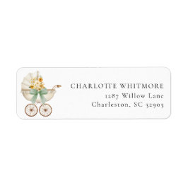 Etiqueta Vintage Carriage Sage Floral Return Address Label