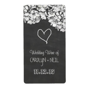 Etiqueta Vintage Chalkboard Hydrangea Flores Boda Vino