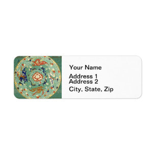 Etiqueta Vintage China Blue Green Circle