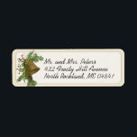 Etiqueta Vintage Christmas Bell (Evergreen) Holiday<br><div class="desc">Anda en temporada de vacaciones con este hermoso ilustracion de campanas de Navidades dorados. Ramas verdes y bayas rojas adornan la parte superior de esta campana sonora. "Gloria a Dios en lo más alto" está grabada en la campana. Escriba su nombre y dirección para personalizar estas etiquetas de correo. ¡Echa...</div>
