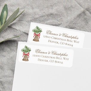 Etiqueta Vintage Christmas Bell Holiday Return Address