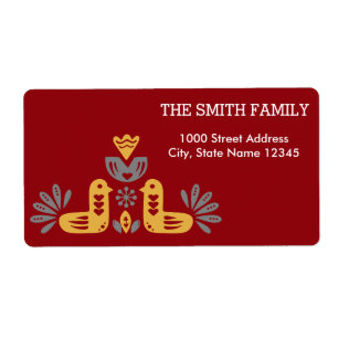 Etiqueta Vintage Christmas Bird Pattern Holiday