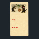 Etiqueta Vintage Christmas Cats Snowball Fight Gift Tag V09<br><div class="desc">Vintage Christmas Cats Snowball Fight Gift Tag V09. Gráfica dulce vintage para tus etiquetas de regalo.</div>
