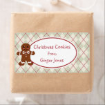Etiqueta Vintage Christmas Cookies Kitchen Labels<br><div class="desc">Un argyle verde y crema silencioso y un hombre de jengibre decoran estas bonitas etiquetas. Personalizar la información de estas etiquetas para adaptarla a sus necesidades. Utilice estas etiquetas para galletas de Navidad,  intercambio de galletas,  panadería,  regalos,  comida,  dulces de Navidad,  etc...  Los diseños son de arte original.</div>