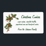 Etiqueta Vintage Christmas, Holly Plant with Red Berries<br><div class="desc">Navidades de ilustracion de época de vacaciones en el diseño de la vegetación con una rama de árbol floral tradicional con hojas huecas y bayas rojas. Plantas botánicas de la era victoriana. ¡Saludos de temporada,  Felices Fiestas y Feliz Navidad!</div>