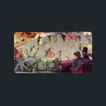 Etiqueta Vintage Christmas, Love and Romance Sleigh<br><div class="desc">Ilustracion Vintage Victoria Festividad navideña Feliz Navidad con una pareja montada en un caballo de trineo abierto sobre la nieve. El hombre y la mujer van camino al estanque congelado donde la gente patina sobre hielo en un crujiente día de invierno. Un lindo perro está corriendo al lado del trineo....</div>