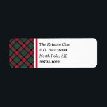 Etiqueta Vintage Christmas Plaid<br><div class="desc">Etiquetas personalizadas de direcciones de retorno con un patrón vintage de chapa navideña de los años 50 en tonos verde pino,  rojo y amarillo dorado.</div>