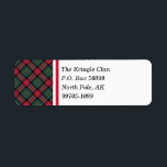 Etiqueta Vintage Christmas Plaid<br><div class="desc">Etiquetas personalizadas de direcciones de retorno con un patrón vintage de chapa navideña de los años 50 en tonos verde pino,  rojo y amarillo dorado.</div>