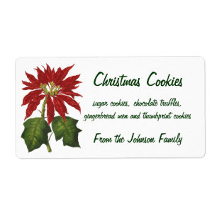 Etiqueta Vintage Christmas, Red Poinsettia WinPlanta
