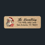 Etiqueta Vintage Christmas Santa Claus Face Return Address<br><div class="desc">Esta etiqueta de dirección de retorno muestra un Santa Claus de época en un fondo de papel kraft. Ideal para enviar tu correo de vacaciones. Diseñado para ti por Blackberry Boulevard.</div>