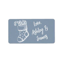 Etiqueta Vintage Christmas Script Dusty Blue Gift Label