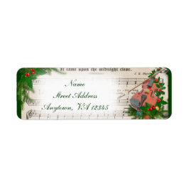 Etiqueta Vintage Christmas Sheet Music con violín festivo