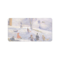 Vintage Christmas, Sledding, Central Park Glackens