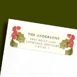 Etiqueta Vintage Christmas Watercolor Holly Leaves<br><div class="desc">Vintage Christmas Watercolor Holly deja etiquetas de dirección de retorno. Diseño de Navidades retro con acuarela pintada de hojas y bayas. Personalice el nombre y la dirección de su familia personalizado.</div>