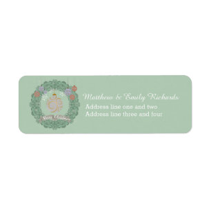 Etiqueta Vintage Christmas Wreath Personalized Green