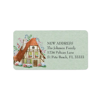 Etiqueta Vintage Cottage en papel Verde azulado Nueva direc