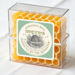 Etiqueta vintage de honeycomb en verde pálido