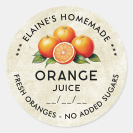Etiqueta vintage de jugo de naranja casero
