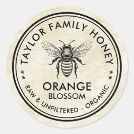 Etiqueta vintage de miel de flor de naranja con ab