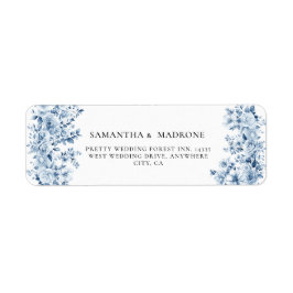Etiqueta Vintage Dusty Blue Floral Return Address Label