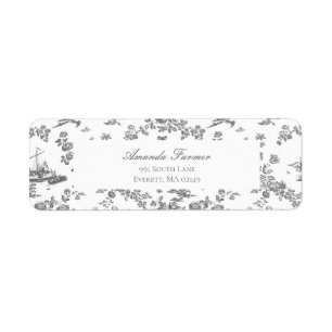Etiqueta Vintage English Floral Toile de Jouy-Gray
