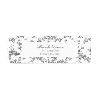 Etiqueta Vintage English Floral Toile de Jouy-Gray