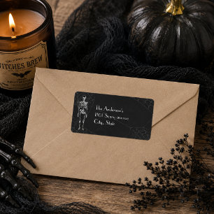 Etiqueta Vintage Esqueleto Telaraña Gótico Halloween