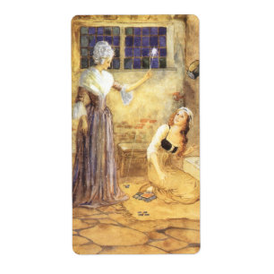 Etiqueta Vintage Fairy Tale Cinderella con lechera