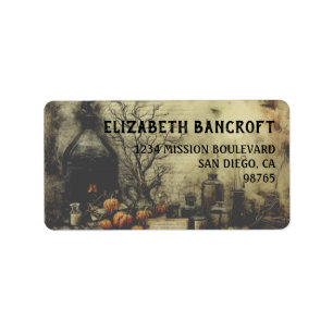 Etiqueta Vintage Gótico Retro Halloween Personalizado Direc