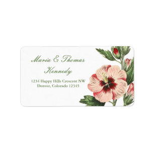Etiqueta Vintage Hibiscus Floral Address Mailing Labs