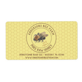 Etiqueta Vintage Honeybee & Honeycomb | Grano de remolacha 