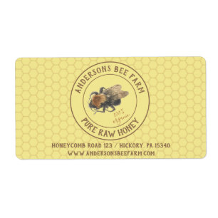 Etiqueta Vintage Honeybee & Honeycomb   Grano de remolacha 