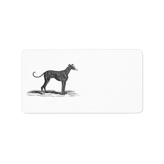 Etiqueta Vintage Ilustracion de perros de Greyhound del sig