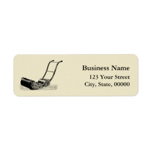 Etiqueta VINTAGE ILUSTRACION Lawn Mower Address Labs